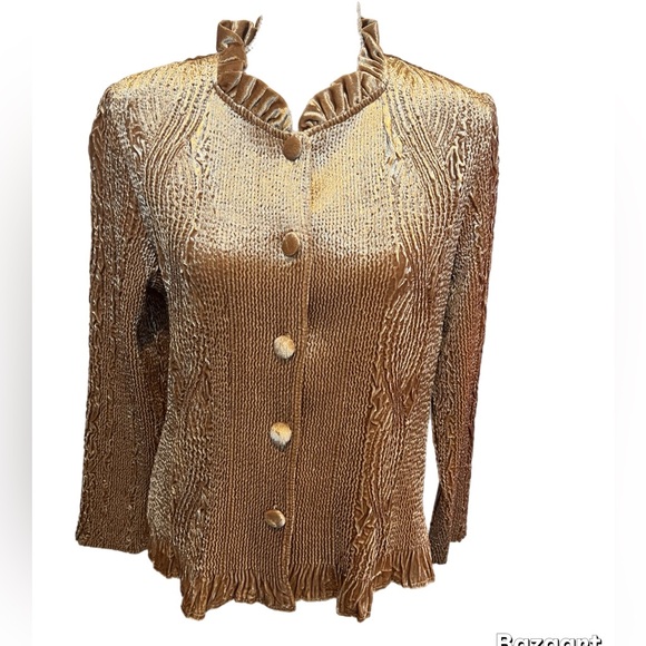 Chico's  gold velvet velour cardigan  evening jacket Size 1/medium Long Sleeve - Picture 1 of 8